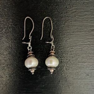 Faux Pearl/Silver Earrings